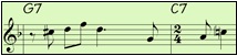 Example: A song in 4/4 time with a single bar of 6/4 tim